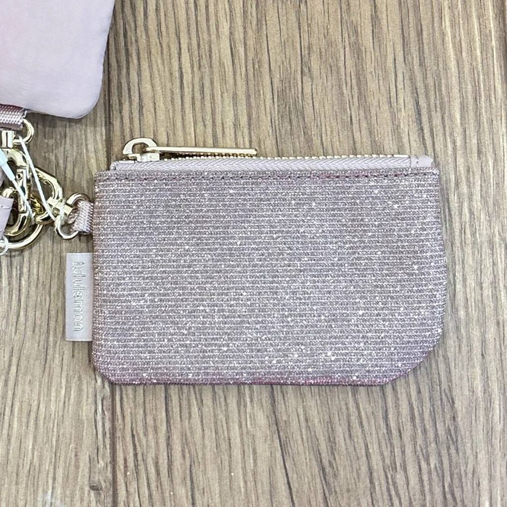 NWT Lululemon Dual Pouch Wristlet *Glitter In Pink Champagne/Mink/Gold